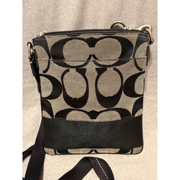 Coach Signature Slim Slingpack Crossbody Adjustable Strap Canvas Leather Trim - Picture 3 of 9